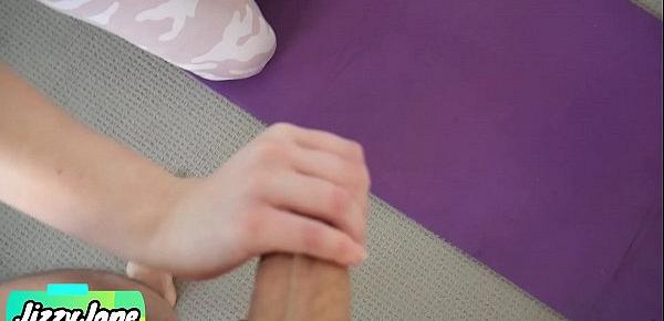  Yoga Step Sis Babe Makes Him Cum in Panties and Pull Them Up